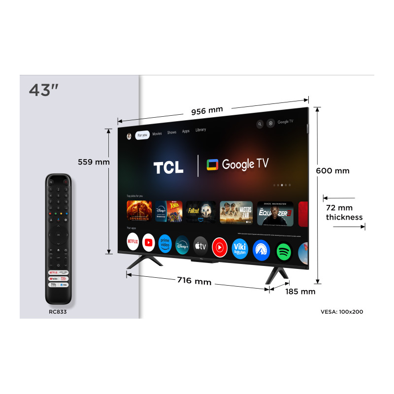 TCL SMART TV QLED 43" 4K