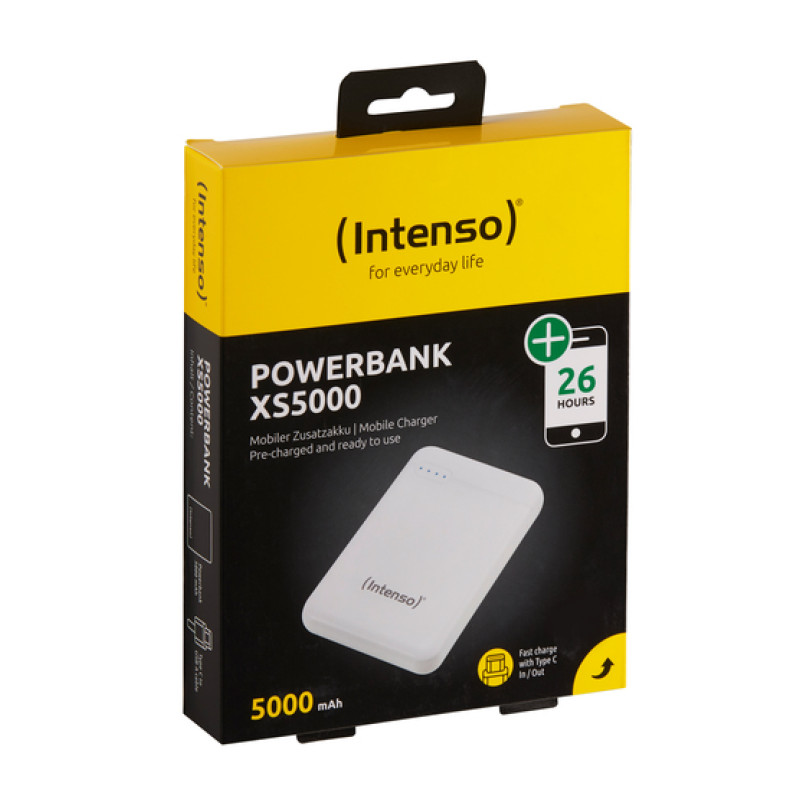 INTENSO POWER BANK 5000MAH USB A+TYPE C 5V-2.1A MICRO USB+TYPE C 5V-2.1A bianco