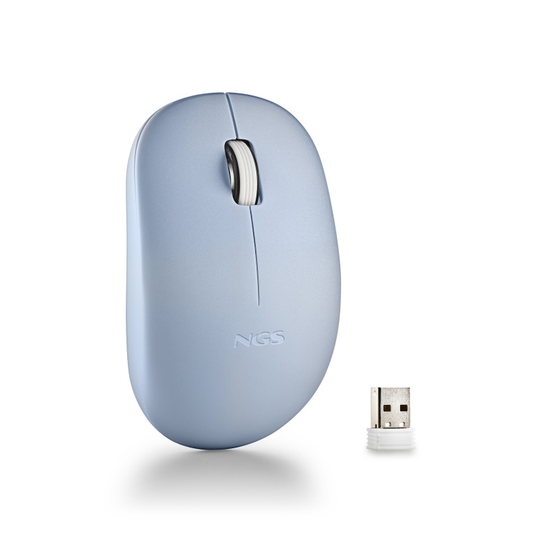 NGS mouse senza fili 2.4 GHZ,CON ROTELLA, SILENZIOSO, USB NANO, AZZURRO